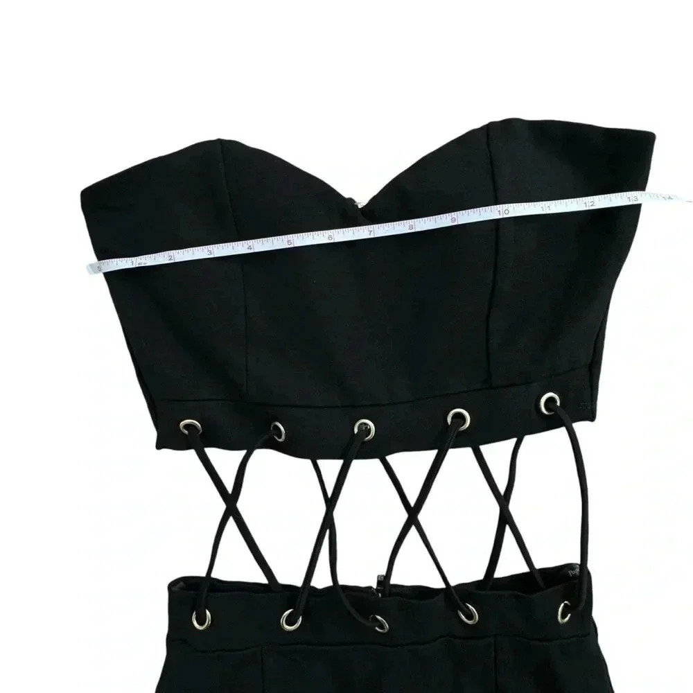 Black Mini Cut Out Detail Dress Tub Top Fitted Skirt bodycon, Sexy, Medium - Picture 11 of 12